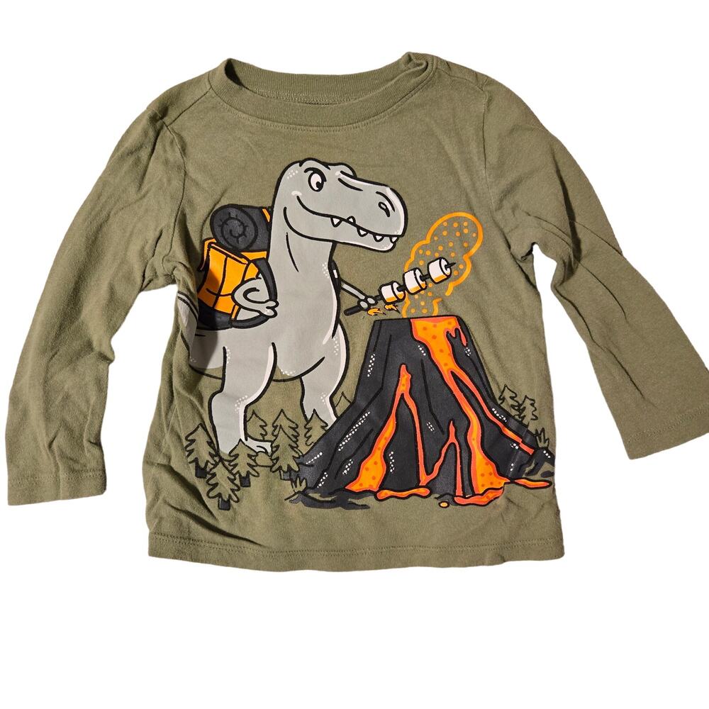 Old Navy Boys 2T Dinosaur Long Sleeve Shirt Green